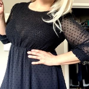 Lauren Conrad Swiss Dot Flare Black short dress